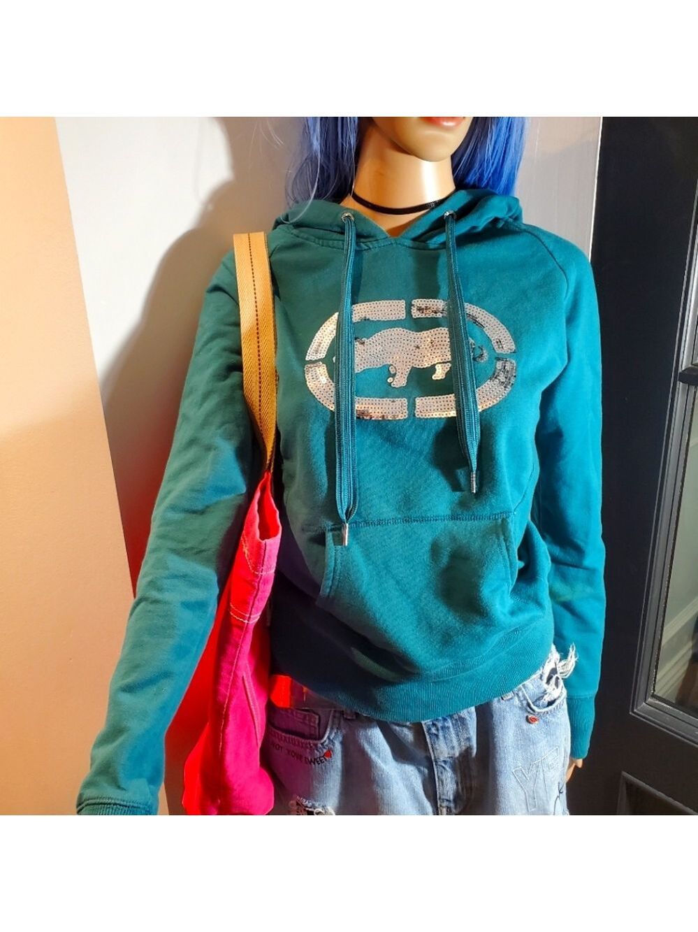 Ecko Red Y2K Teal Sequin Hoodie